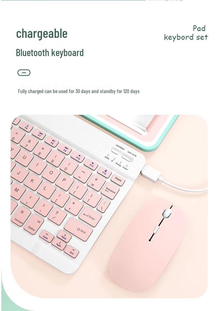 Wireless Rechargeable Mouse & Keyboard Combo for iPad, Tablet, Phone, Laptop