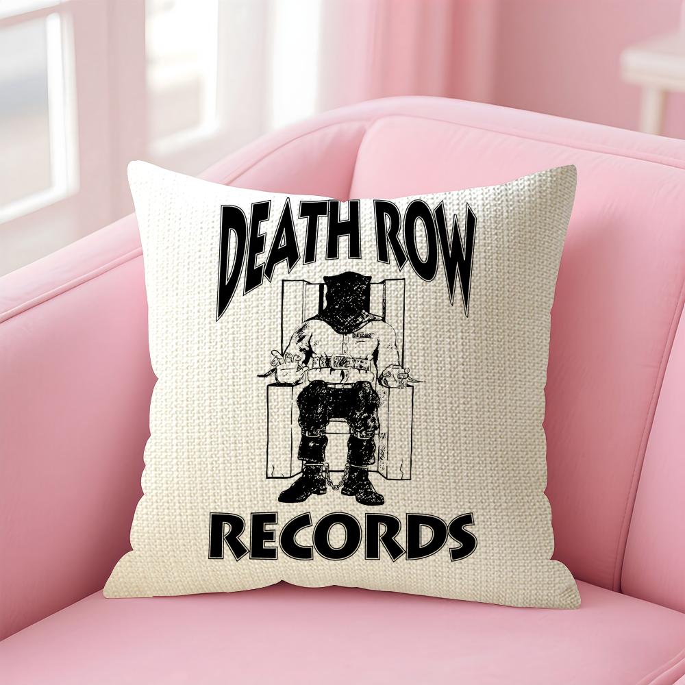 D-Death Row R-Record Label Cushion Cover Natural Linen Pillow Case Double-Sided Print Decorative Sofa Pillowcase Home Decor Gift