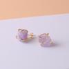 Natural Gemstone Earrings for Women - 18K Gold Plated Raw Amethyst and Rose Quartz Healing Crystal Stud Earrings