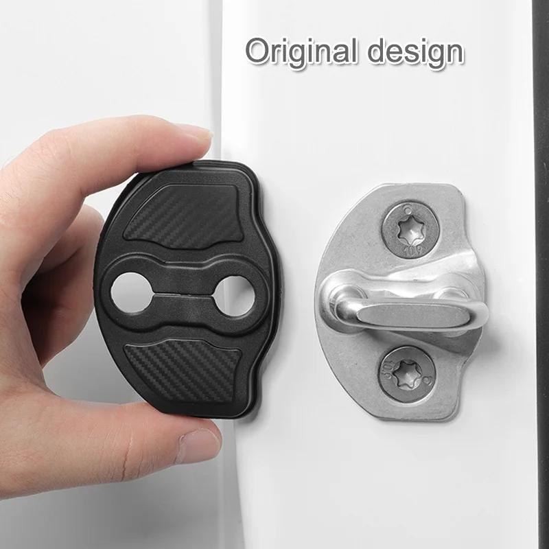 For 2026 Tesla Model Y Juniper Launch 2025 Model 3 Highland Door Lock Cover Protector Carbon Edition Latches Stopper Entry Guard