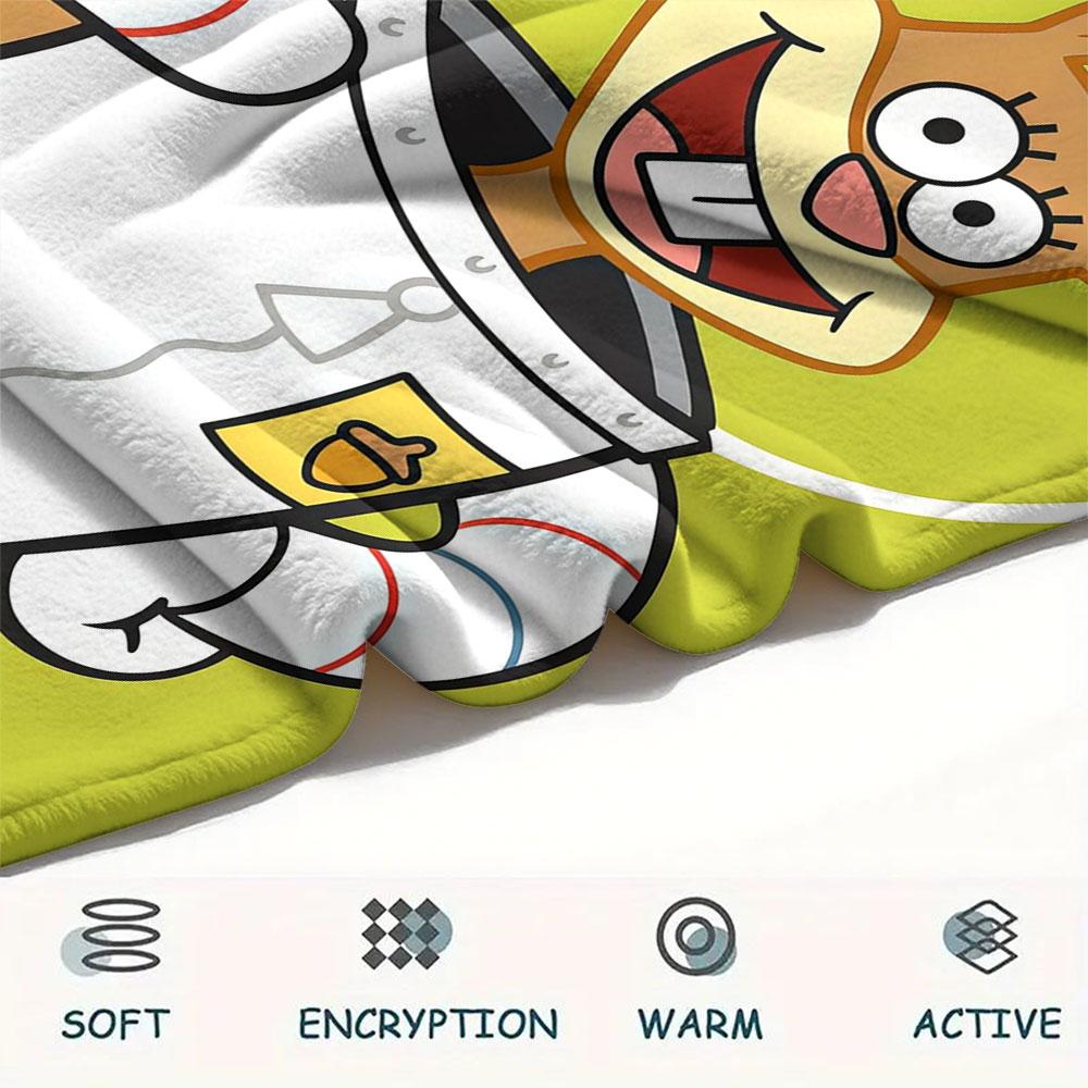 SpongeBob Cartoon Printed Flannel Blanket, soft throw for bedroom sofa, washable, Christmas present, great gift.