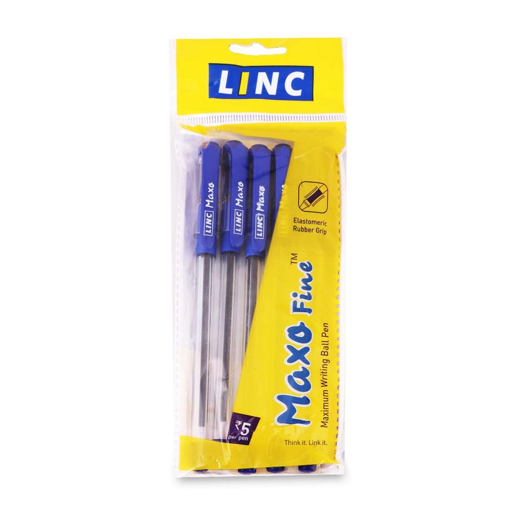 Linc Maxo Fine 0.7mm Ball Pen Blue Ink Smooth Writing Fast Flow for Office School Home Use Comfortable Grip Pack of x 25pcs