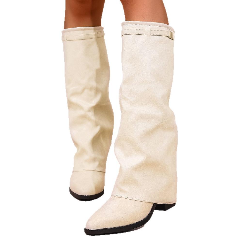 Square heel cowboy boots 2025 new autumn and winter large size high trouser boots knight long boots