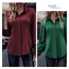 Women's Commuting Style Slim Fit Cardiga Button Double Door Tube Satin Lapel Long Sleeved Blouses & Shirts