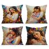 4pcs/set Mother's Day Oil Painting Cushions Pillowcase Polyester Cushion Cover Throw Pillow Pillowcover Home Car Sofa Decor