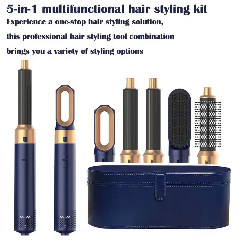 5 In 1 Hair Dryer Comb Set Professional Hot Air Styler For Hair Curling Straightening And Volumizing At Home