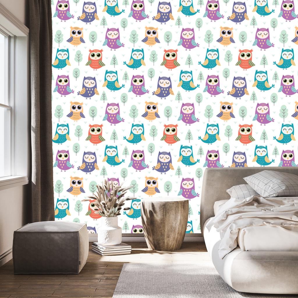 Joyful Owls Wallpaper for Living Room and Bedroom 50x1000