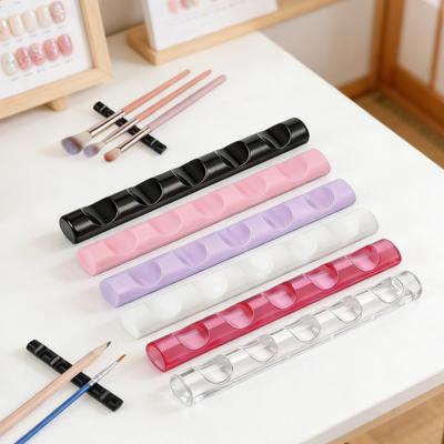 6Pcs Nail Brush Holder with 5 Slots Multi-functional Makeup Brush Organizer Manicure Art Tools Painting Pens Storage Rack Stand