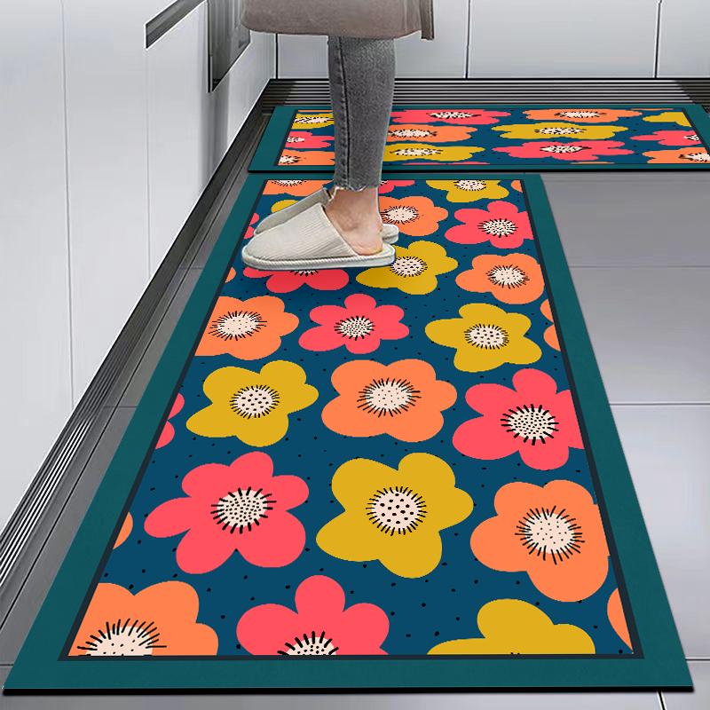 Household Diatom Mud Kitchen Special Floor Mat Blue Floor Mat Kitchen Non-slip and Dirt-resistant Foot Mat Oil-proof and Waterproof Floor Mat