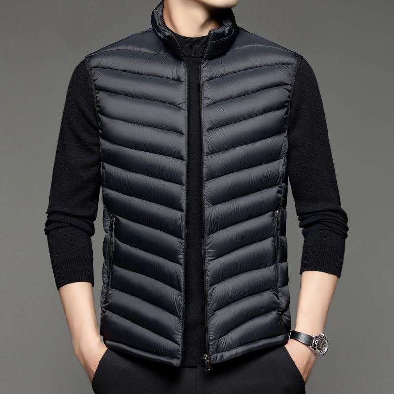 

Зимний хлопковый жилет Теплый Повседневный Черный Свободный Объемный Накладной карман Воротник-стойка Однотонный На молнии Топ XL чёрный