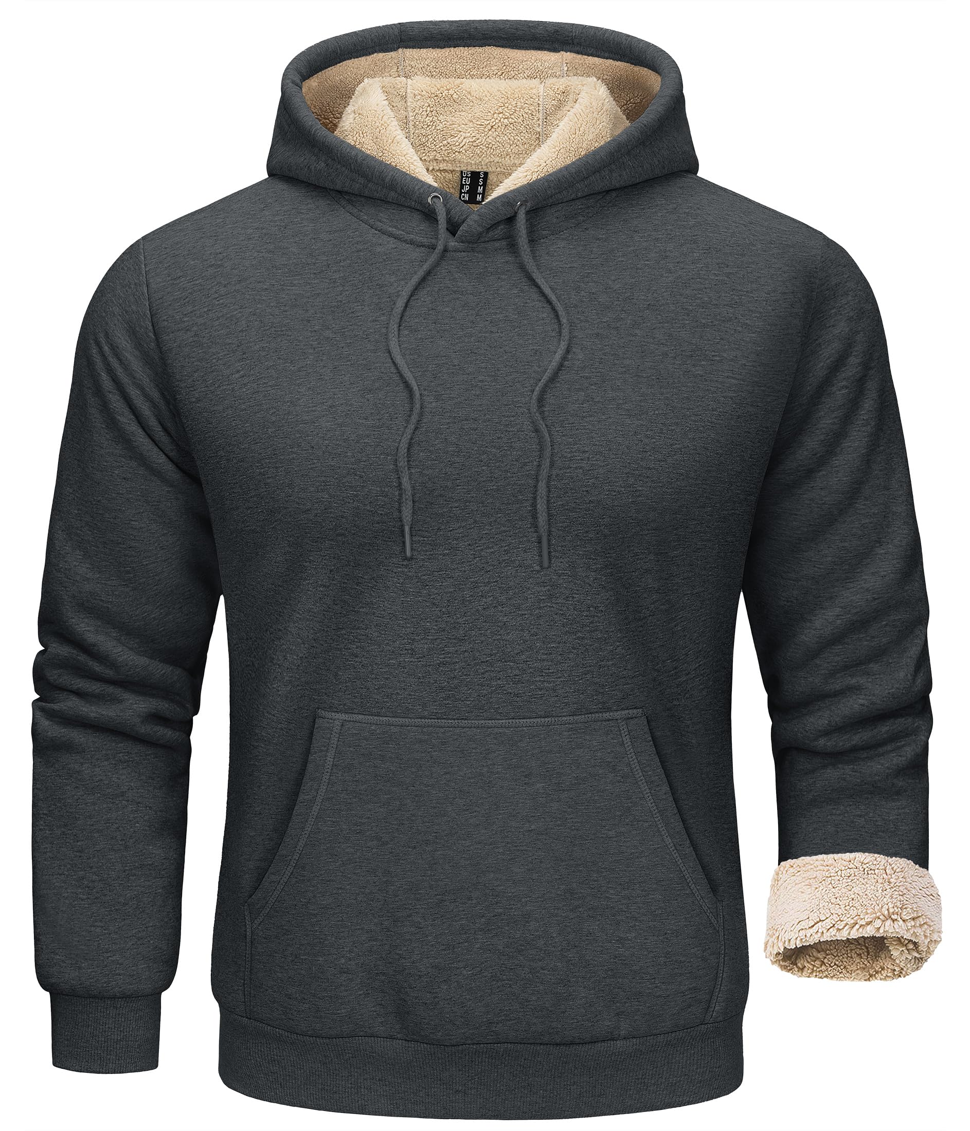 

KEFITEVD Winter Warm Plus Heather Dark Size XL Men s Fleece-Lined Sweatshirt, Loungewear, Sportswear, Skiing, Walking, Commuting, Sizes, Gray,