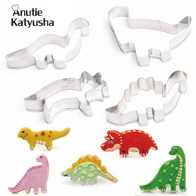 4Pcs/set Dinosaurs Shaped Cookie Cutters Fondant Cookie Biscuit Mold Cake Decorating Baking Tool