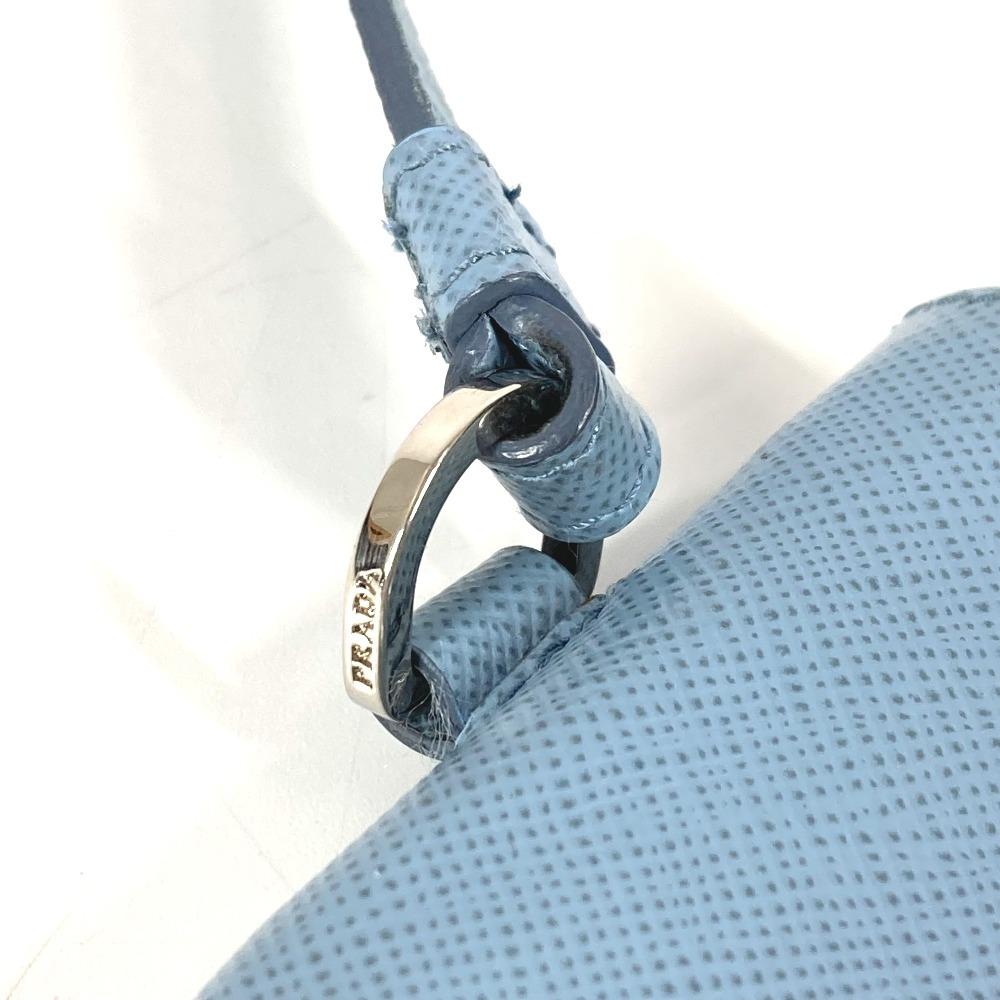 Prada With Strap Zip Around Logo 6 Keys Key Case Leather Blue