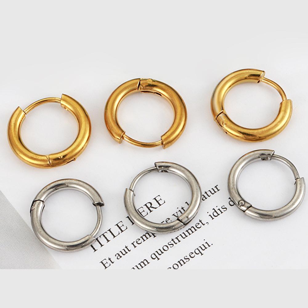 10pcs Stainless Steel Hoop Earrings Women Earrings Men Punk Hiphop Bijoux Gifts Fashion Gold Color Jewelry Piercing Accessory