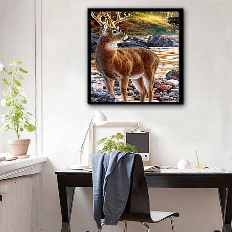 New Arrival 5D DIY Full Circle Diamond Painting "Elk" Embroidery Cross Stitch Home Decor Gift