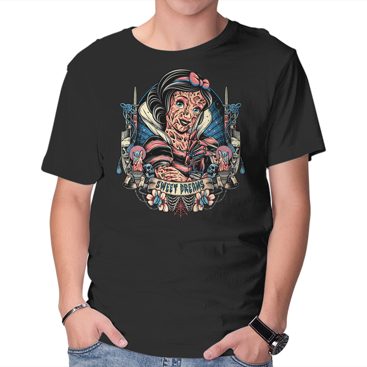 Unisex Crew Neck T-Shirt Sweetest Dreams Graphic Short Sleeve Casual Tee XS