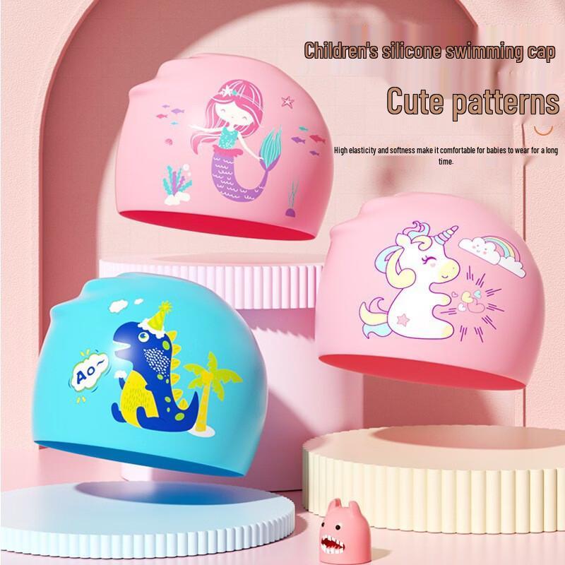 Kids' Waterproof Ear-Protecting Swim Cap for Long Hair