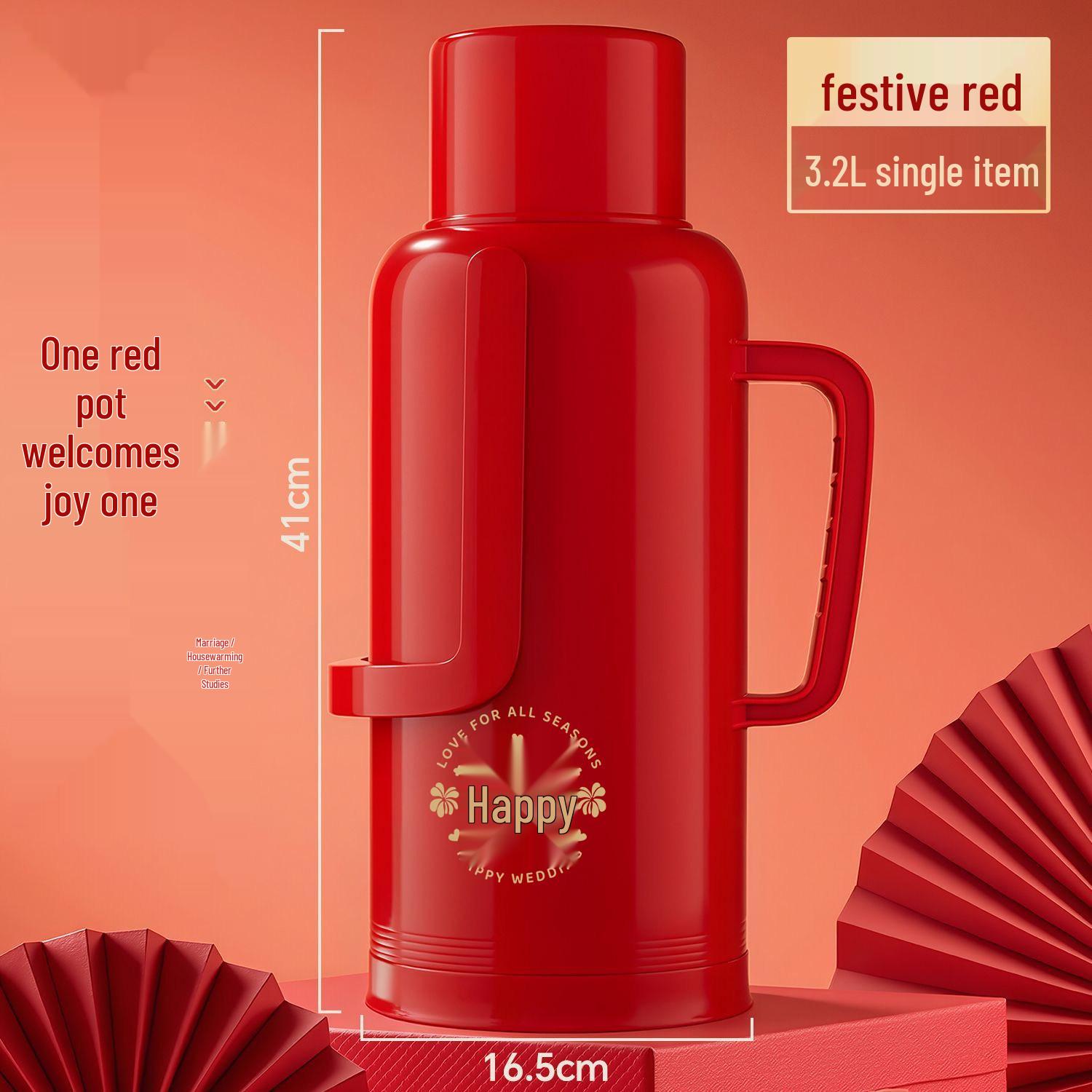 Large Capacity Red Glass-Lined Insulated Kettle Pair for Weddings