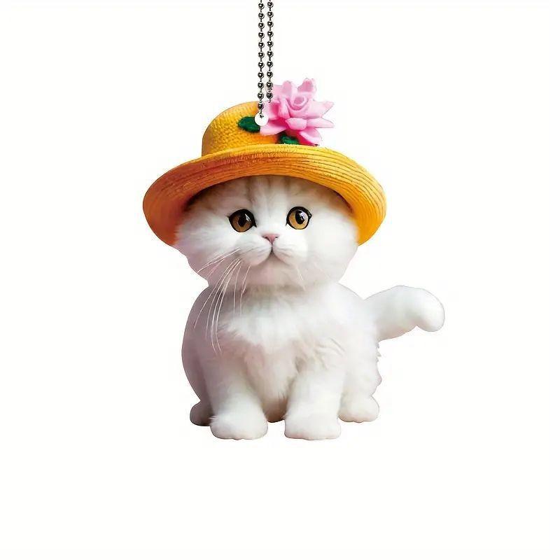 

Кот Акриловый Яркий Декор для Машины Забавный Подвесной Кулон для Рюкзака для Празднования Рождества