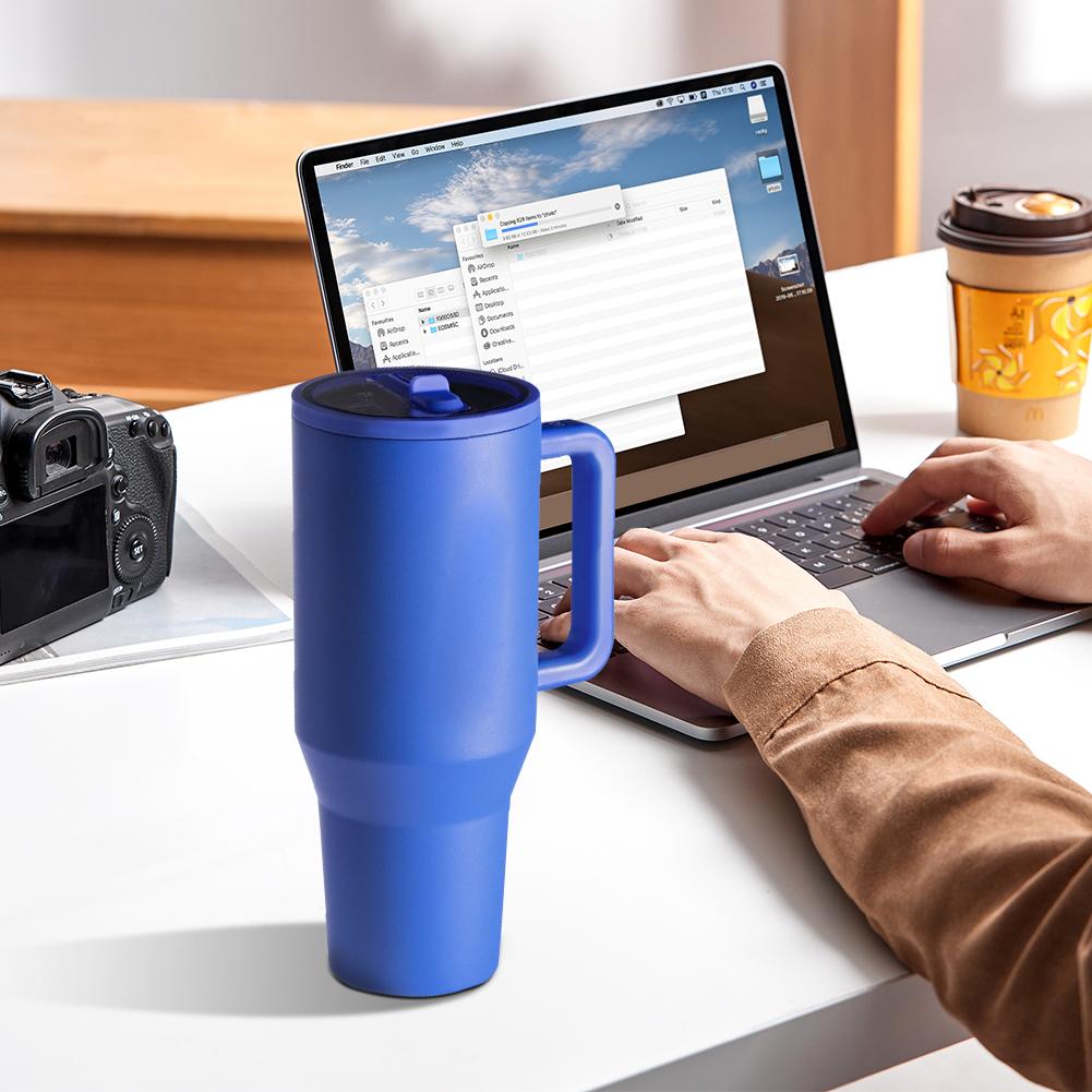 32/40oz Stainless Steel Straw Insulated Water Bottle Thermal Coffee Car Cup Cold Hot Mugs Large Vacuum Flask for Outdoor Travel