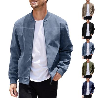 New Fall Bomber Jacket Jacket Men's Casual Plus-size Suede Zipper Stand-up Collar Top
