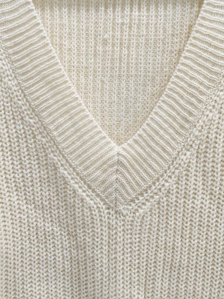 Europeisk og amerikansk dame plussstørrelse dyp V-hals ensfarget strikket ullkjole