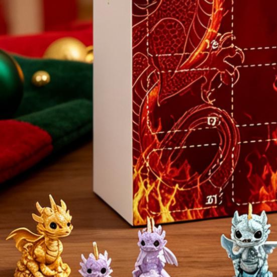 Dragon Theme Collection Advent Calendar, 2D Christmas Countdown Box with Tree Decor Acrylic Pendants, Festive Hanging Decor, Holiday Gift Decorations