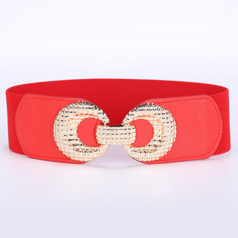 Elastic Belt Women'S 8-Shaped Buckle Wide Waist Seal Dress Decorative Waist Elastic Belt