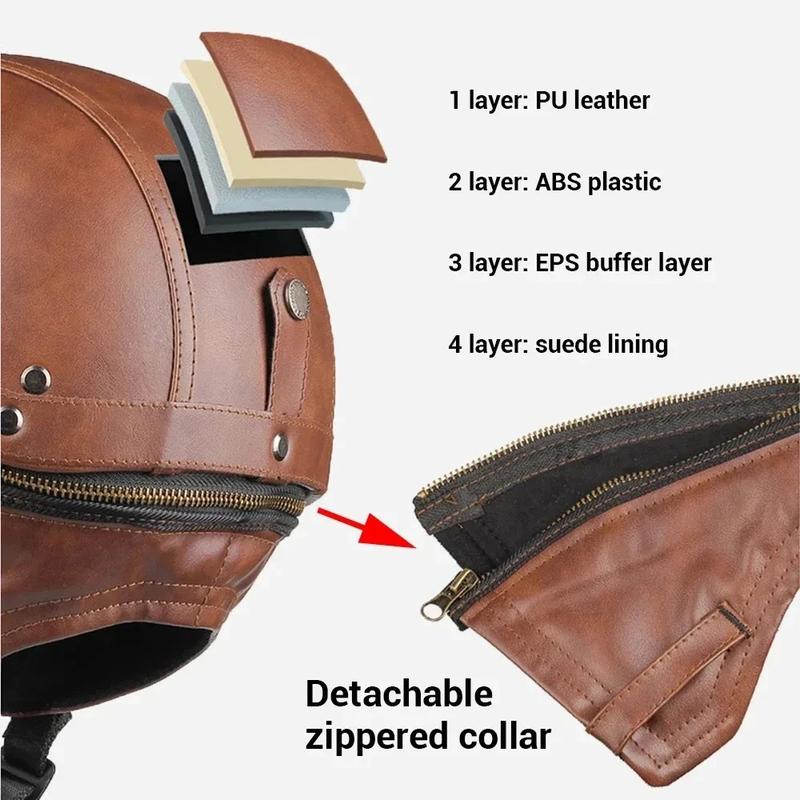 Motorcycle Helmet Retro PU Four Fashion Helmet Ride Half Scooter Helmet Motorcycle For Men And Women