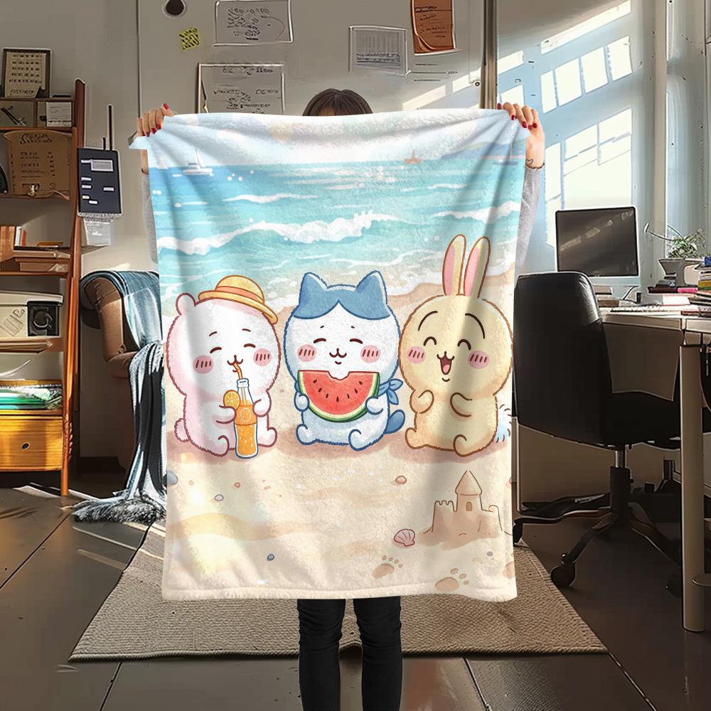 Chiikawa Flannel Blanket, High quality Comfortable for All Seasons, Home Decor, Warmth and Comfort