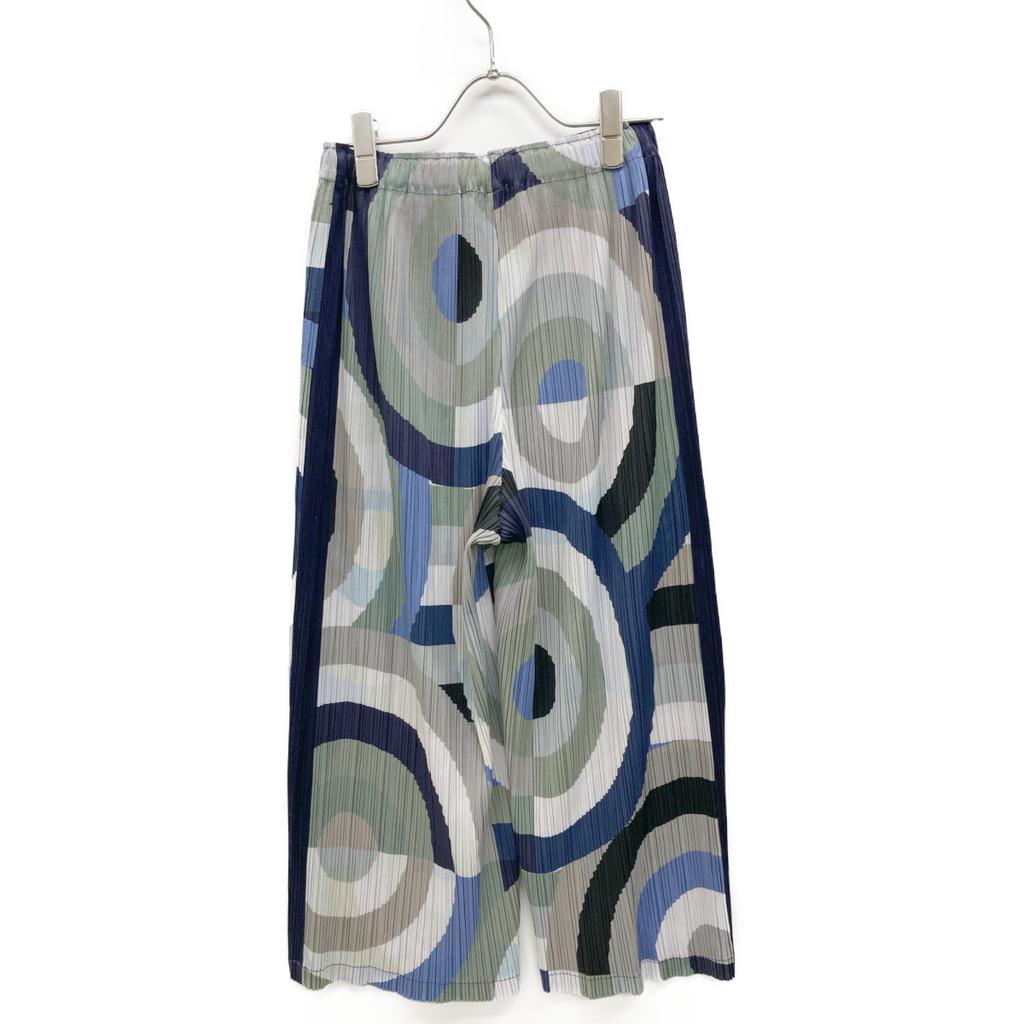 PLEATS PLEASE PP83-JF746 18AW Multicolor Circle All-Over Print Wide Pants Bottoms 3 Navy Blue MulticolorUsed