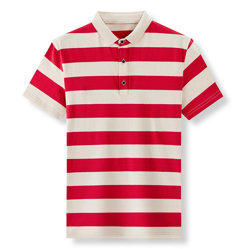 

Рубашка поло с воротником-стойкой, в полоску, мужская, с коротким рукавом, летняя, легкая, повседневная, в деловом стиле, верхняя одежда L