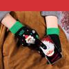 And Autumn Santa Claus Printed Women Knitted Gloves Full Fingers Gloves Christmas Kids Mittens
