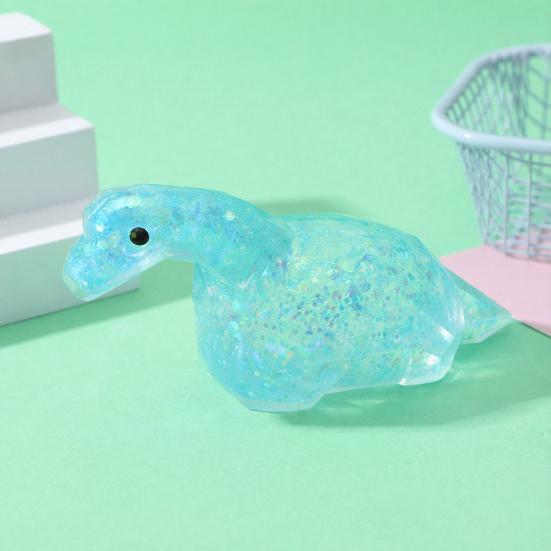 Dinosaur Shape Squeeze Toy Glitter Soft Pinch Toy for Stress Relief