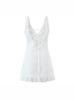 Design-Sense Women's V-Neck Mesh Embroidery Sleeveless Slim-Fit Open-Back Dress
