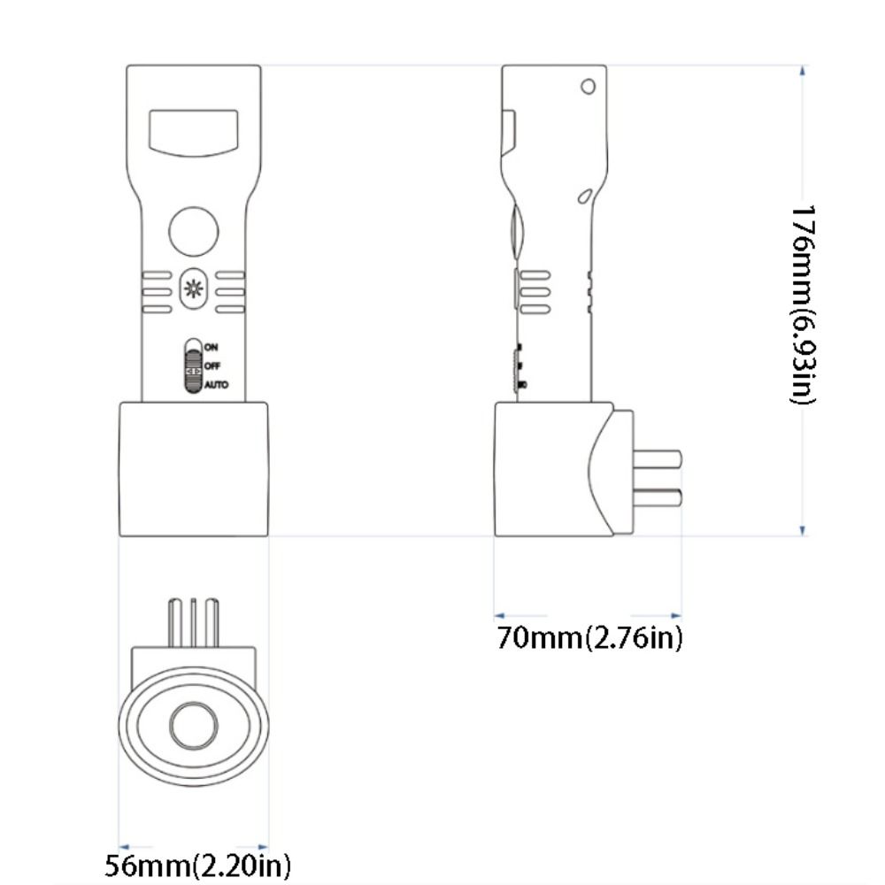 Auto Dim Portable Flashlight 4000K RGB LED Night Light Emergency Lighting  Reading Light