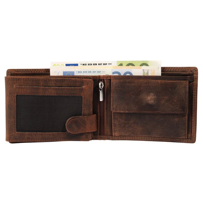 Portefeuille - AKZENT - format horizontal - cuir véritable - RFID - 6 fentes cartes