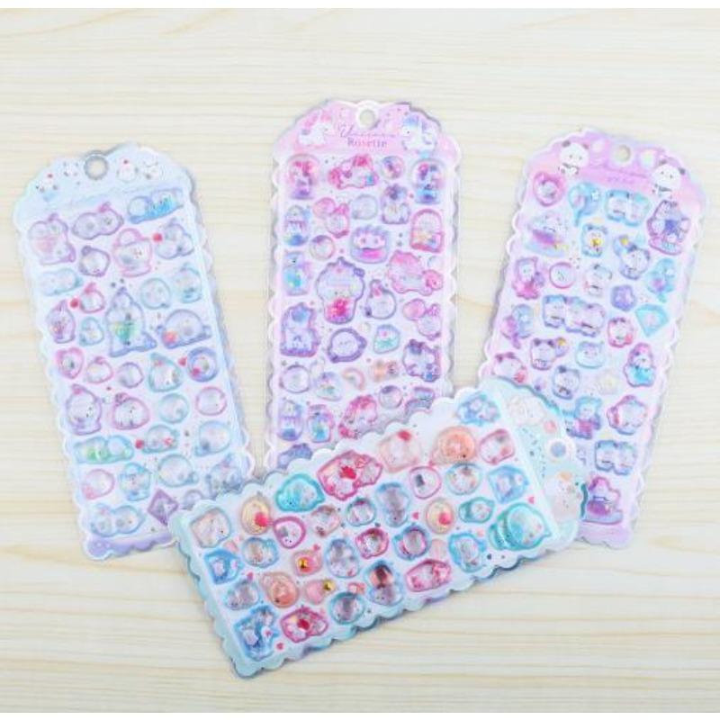 2025 Adorable cartoon sweet cat unicorn 3D embossed sticker scrapbook DIY diary handbook decoration sticker Long Lasting