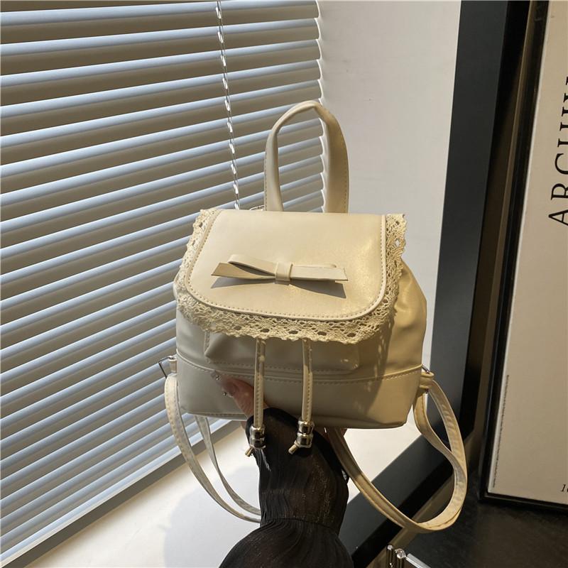

Новый летний ретро красивый рюкзак с кружевной отделкой, однотонный, модный, нишевый, высококлассный, женский белый
