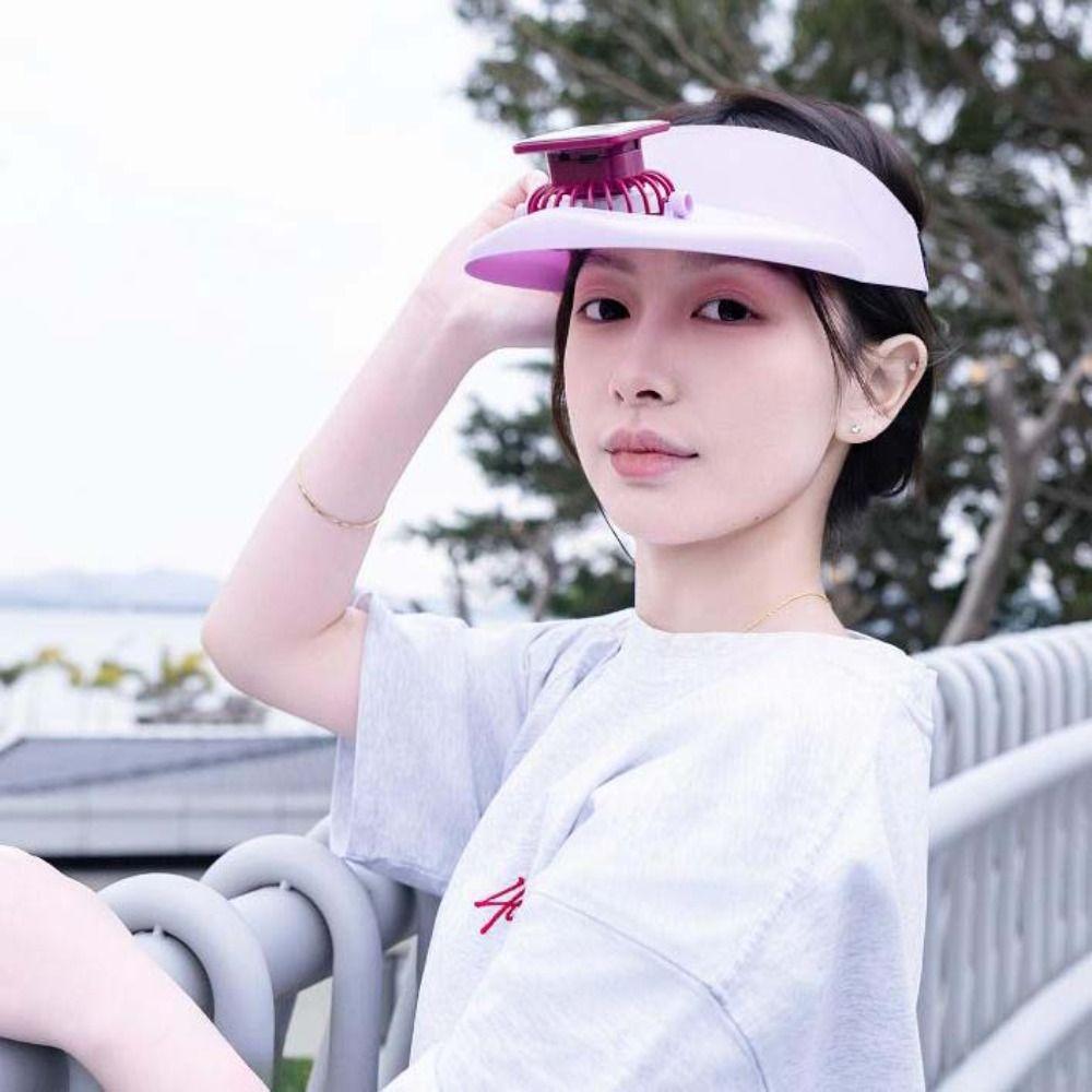 Strong Wind Summer Fan Sunhat Breathable Fisherman Hat Solar Fan Cap  Outdoor Activities