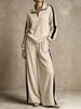 European and American autumn and winter new women's clothing half-zipper lapel contrasting top wide-leg pants casual sports suit