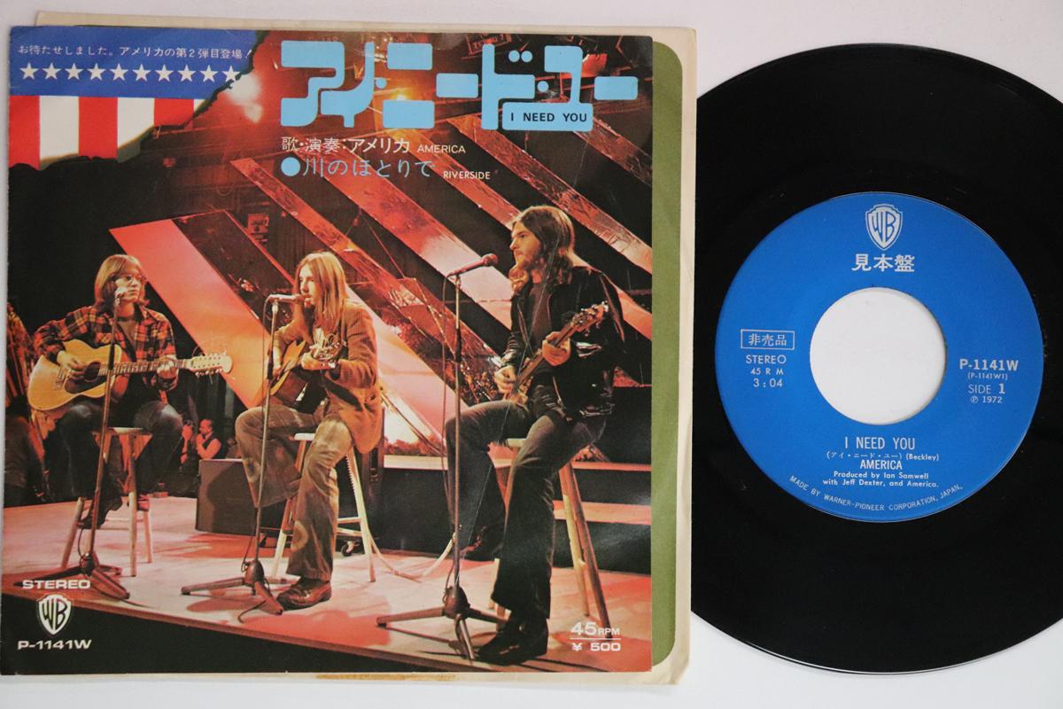 

7inch Record AMERICA I Need You Riverside P1141W WARNER BROS 1972 Japan Rock Used
