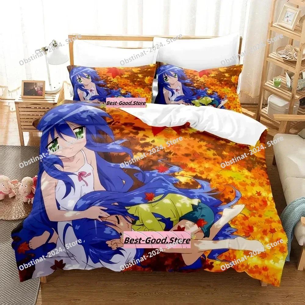 Lucky Star Konata Bedding Set Single Twin Full Queen King Size Bed Set Adult Kid Bedroom Duvetcover Sets 3D Anime Bed Sheet Set