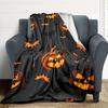 1pc Pumpkin Bat Print Blanket - Lightweight Flannel Throw Blanket For Sofa, Bed, Living Room, Office, Outdoor Travel, Camping, Soft All-Season070