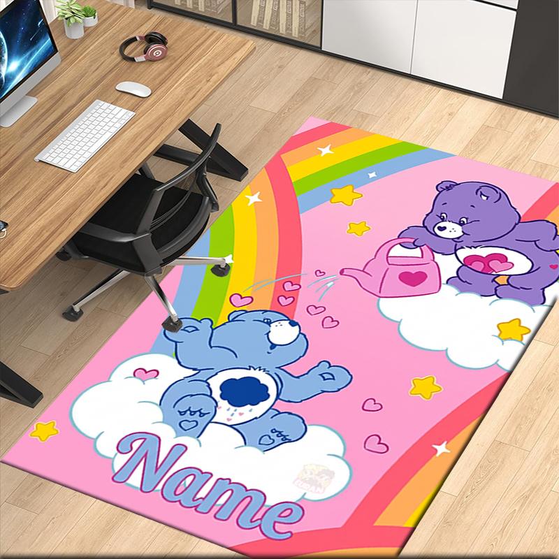 Custom Name Bear Printed Carpet Rug For Office Chair Living Room Bedroom Kitchen Room Decor Gifts