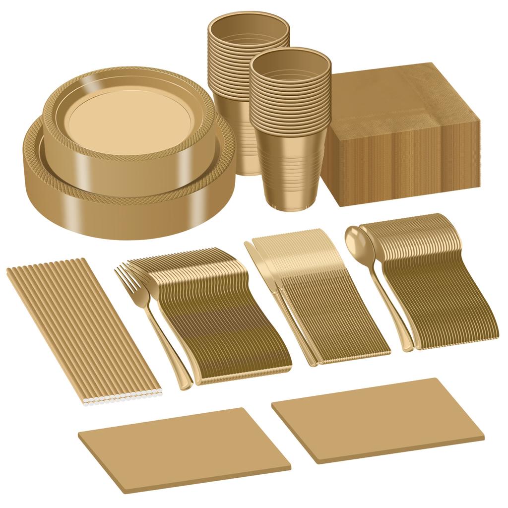 Disposable Plastic Plate Set, Solid Color Party Tableware, Birthday Decoration Plate And Cup Set.