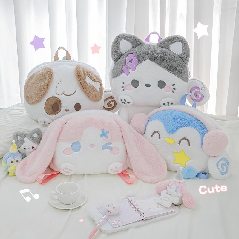 RosyPosy Soft Set, Plush Big Face Bag, Cute Large Capacity Crossbody Shoulder Doll Big Head Bag Student Backpack