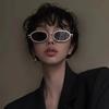Full Diamond Oval Sunglasses For Women Luxury Fashion Vintage Small Frame Sun Glasses  Kpop Metal Trend Eyewear Party Glasses