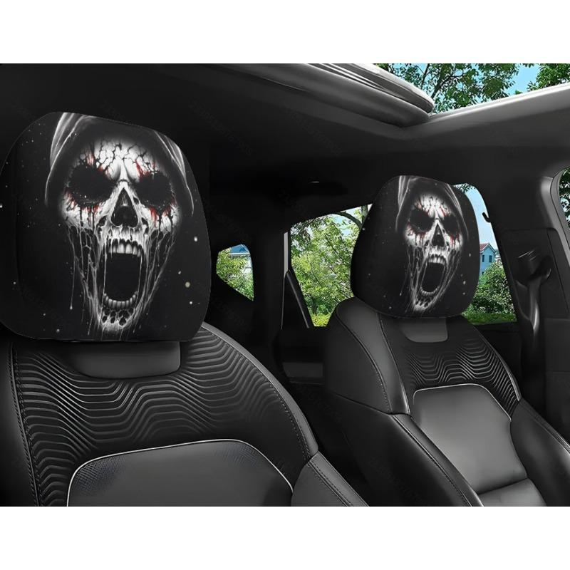 2PCS Funny Cartoon car headrest Cover, Cute Funny Eyes, Suitable for Halloween, Christmas car Universal Elastic Models Funny Decoration