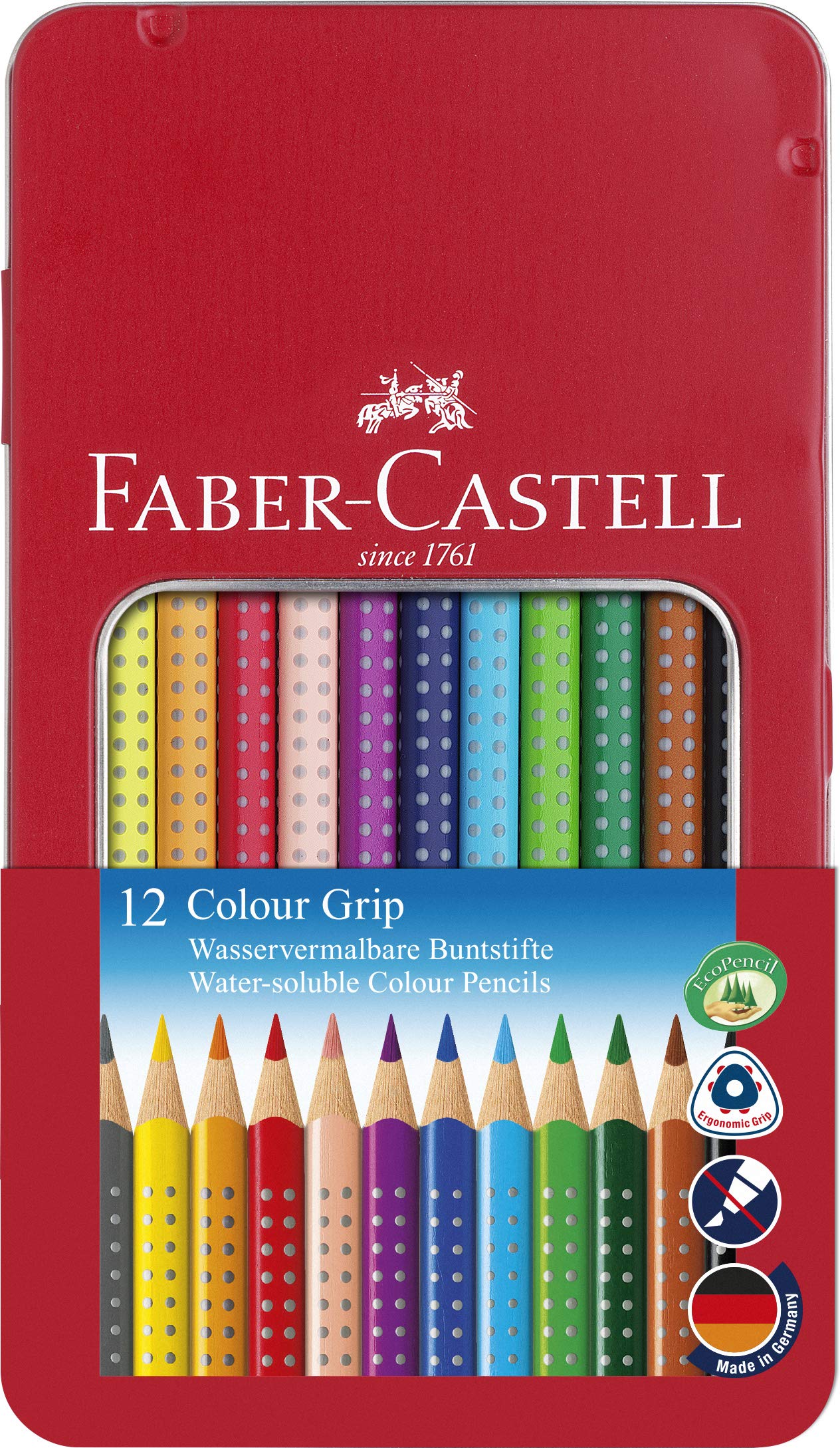 

Faber-Castell ColorGrip Watercolor Pencils, 12 Colors (Tin)